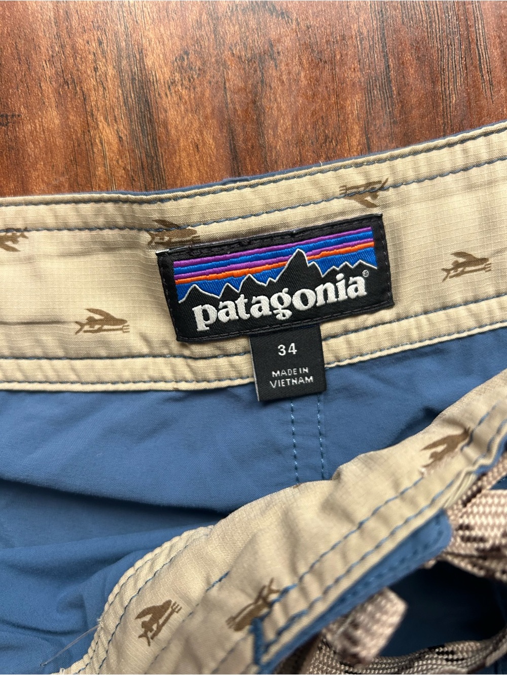 Patagonia Men's Swim Board Shorts Swim Trunks Blue Pocket Drawstring - Picture 6 of 9